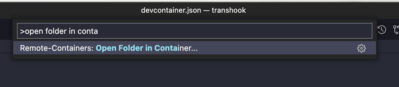 Open folder in container menu