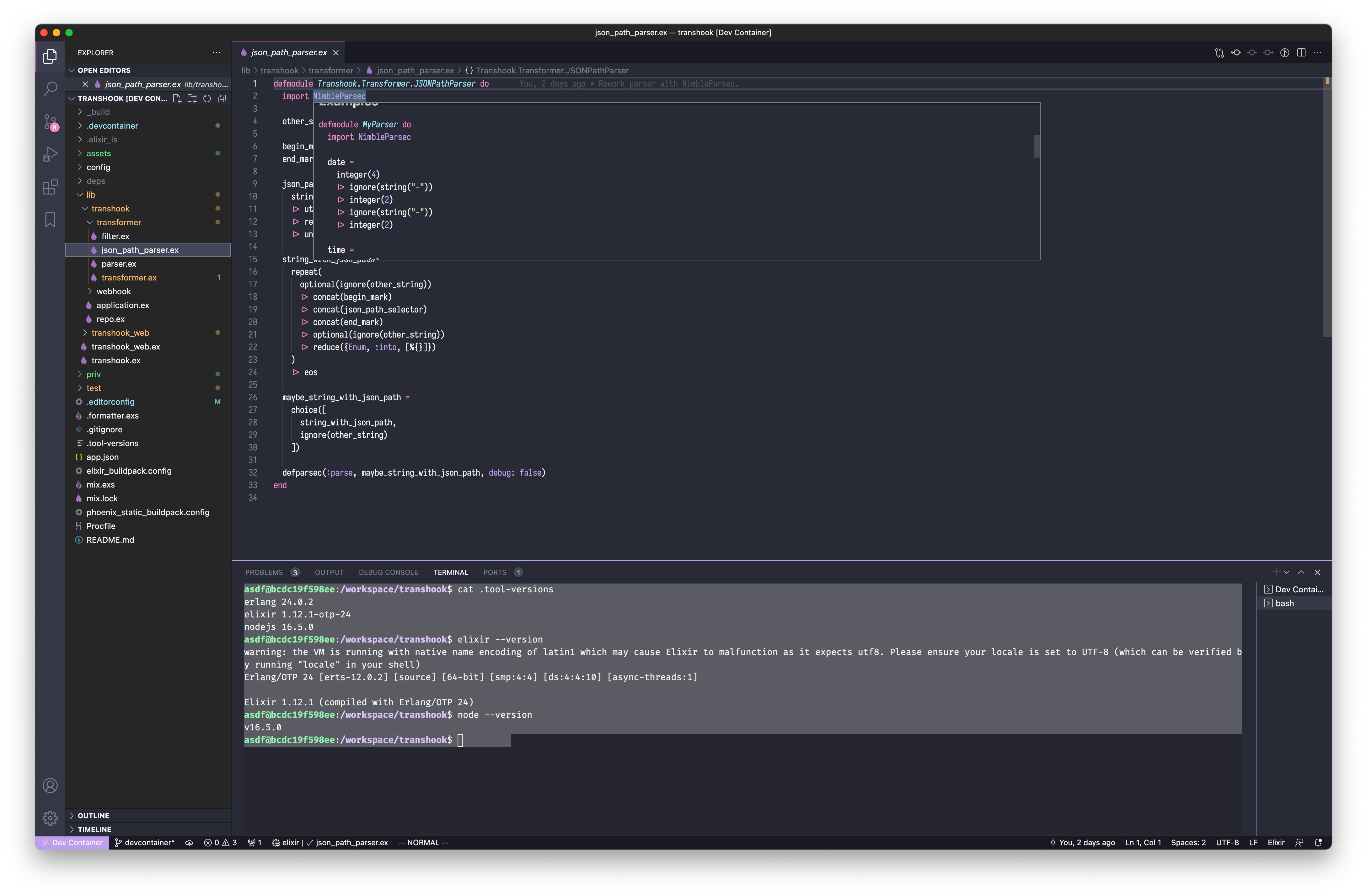 Successfully setup the Elixir environment